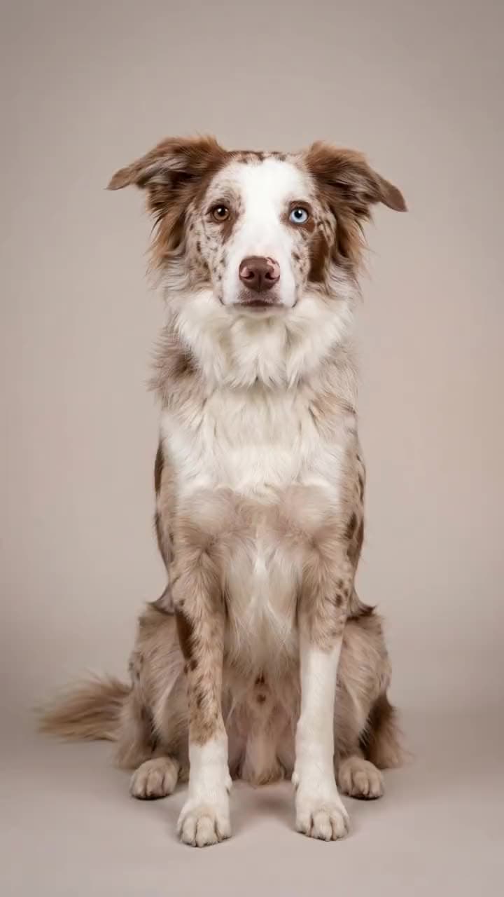 Nova: A digital dog turns a full circle on the spot against a plain studio backdrop.